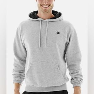 CHAMPION Gray C Logo Long-Sleeve Fleece Hoodie Size Large NWT
